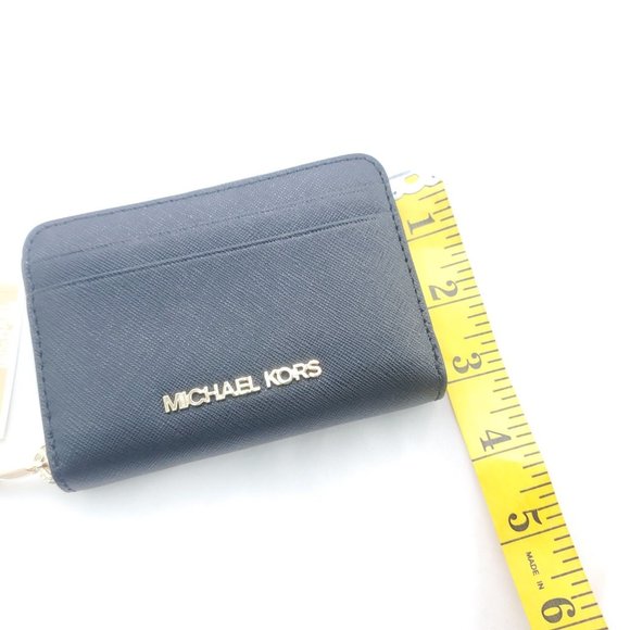 Michael Kors Womens Jet Set Travel Black Leather Credit Card Zip Around Wallet - Picture 7 of 10